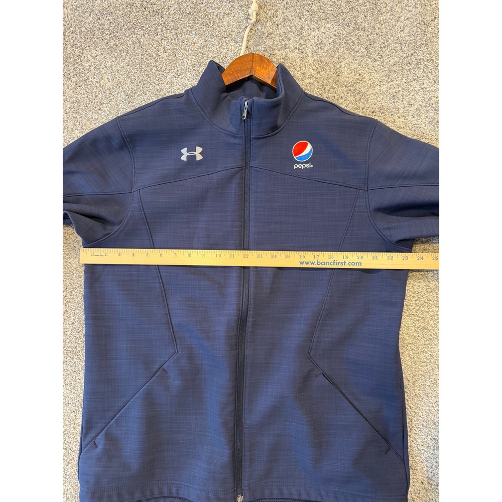 Under Armour Jacket Mens Large Blue Pepsi ColdGear Full Zip Softshell Mock Neck - Picture 7 of 12